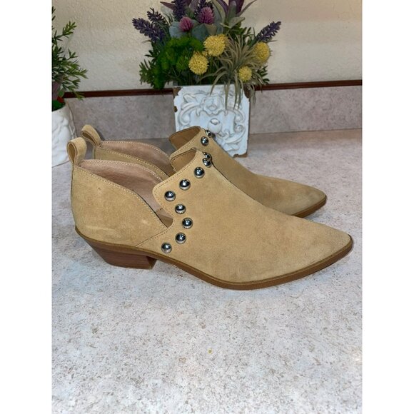 Rebecca Minkoff Womens Suede Studded Ankle Boots Size 7.5 Low Heel Western Style - Picture 2 of 8